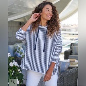 Frank & Eileen KANE Capelet Hoodie black French Stripe